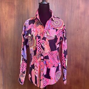 80s Psychedelic Rodeo Shirt M
